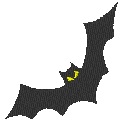 Free embroidery design: 	Black bat with gleaming eyes	